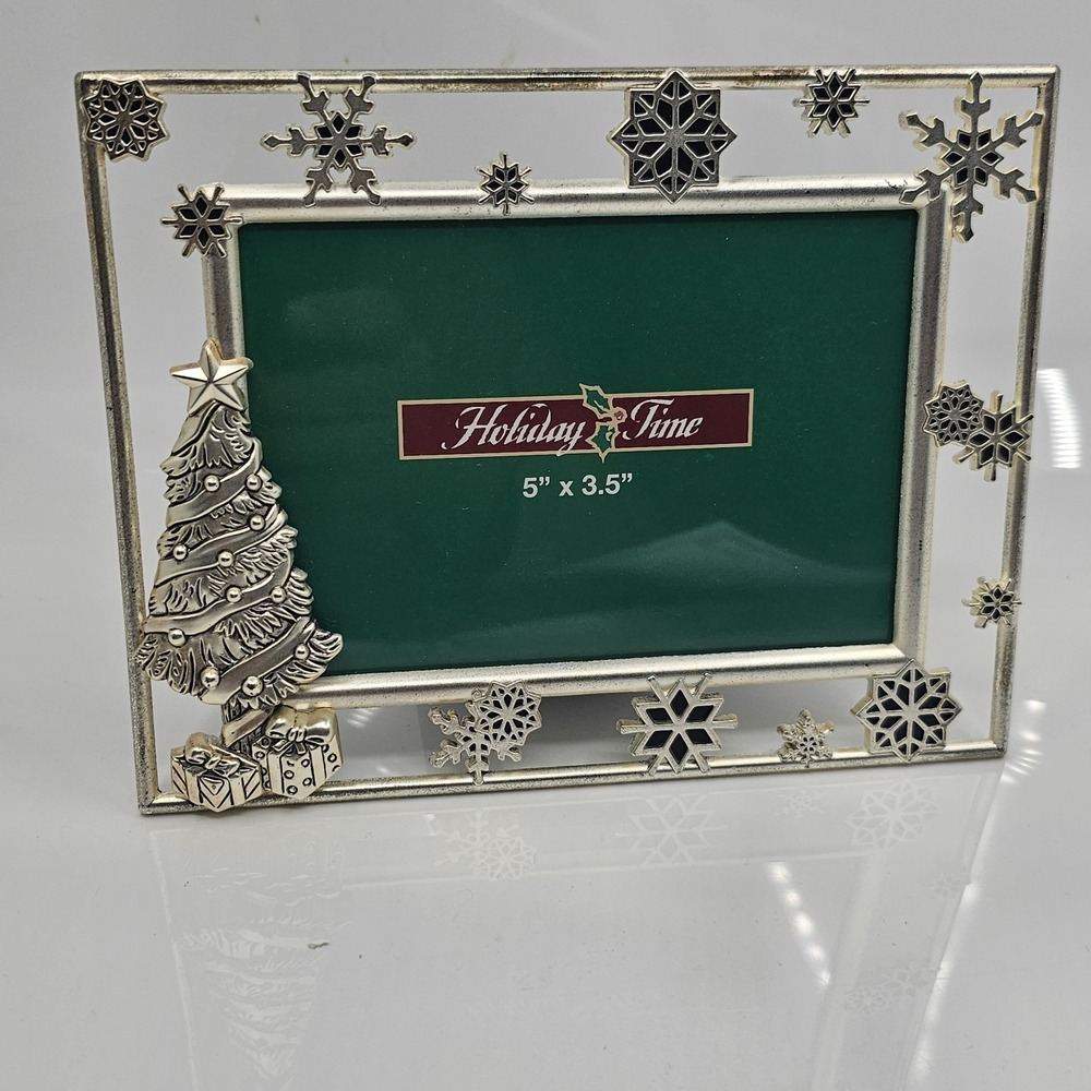 Holiday Time Christmas Tree Metal Picture Frame 5x7 Inch Photo